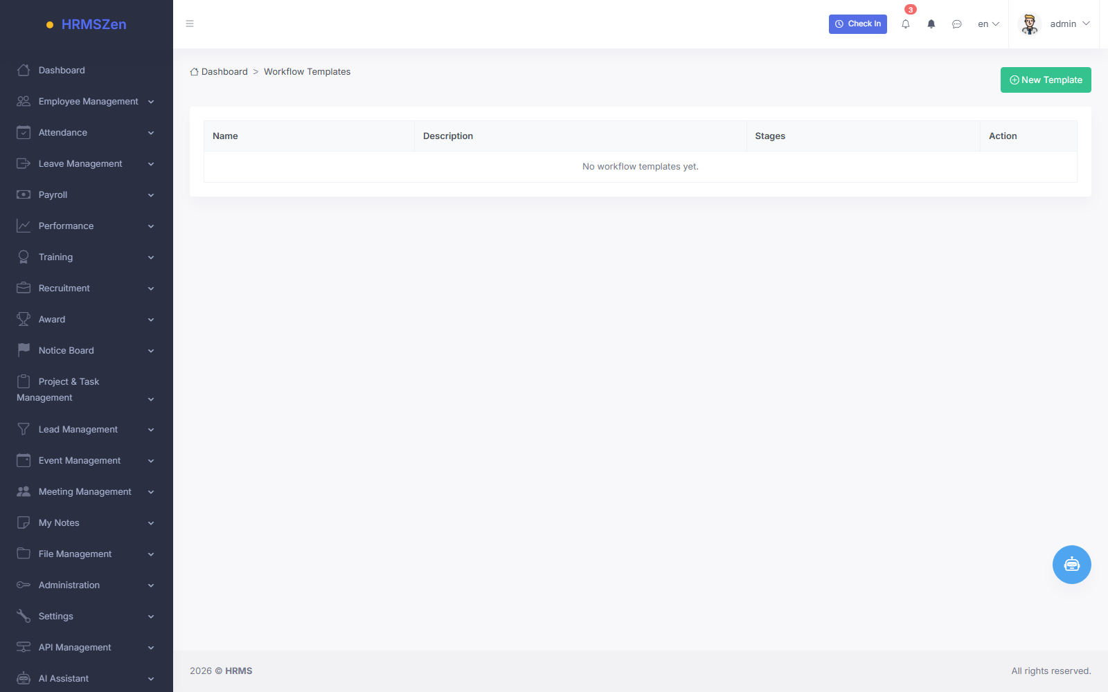 Visual Workflow Automation Builder screenshot from the HRMS application